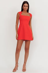 Opulent Cap Sleeve Mini Dress Red