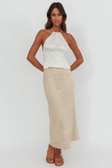 Days Away Crochet Lace Maxi Skirt Sand