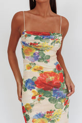 Days Ahead Mesh Overlay Maxi Dress Floral Pink