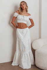 Canyon Cove Crochet Trim Maxi Skirt Floral Pink