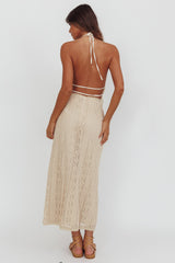 Days Away Crochet Lace Maxi Skirt Sand