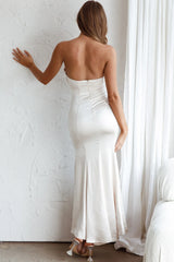 Tivoli Strapless Gathered Bust Midi Dress Champagne