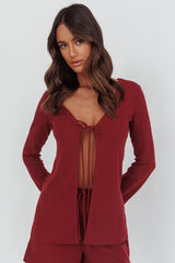 Ryder Tie Front Top Burgundy