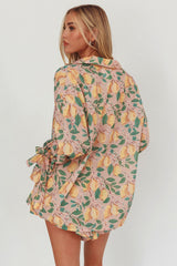 Telling Secrets Tied Cuff Top Lemon