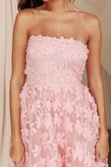 Dori Floral Embellished Midi Dress Blush