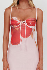 Fortune Bust Tie Maxi Dress Hibiscus Pink